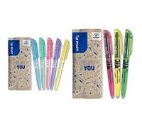Pilot - Lot de 5 Frixion Light Soft - Surligneurs effaçables aux couleurs pastel - 1 Bleu, 1 Vert, 1 Rose, 1 Violet, 1 Jaune & Lot de 3 Frixion Light - Surligneurs effaçables aux couleurs fluos