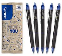 PILOT - Lot de 5 FriXion Point Clicker 0,5 - Stylo rétractable à encre thermosensible effaçable - Bleu - Stylo rechargeable - Pointe fine