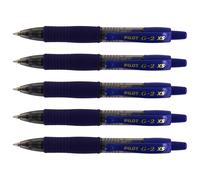Pilot Lot De 5 Minis Stylo Roller Encre Gel G2 Xs7 Pixie Tracé 0,4 Mm (Bille 0,7mm) Bleu