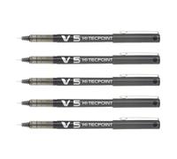 Pilot Lot De 5 Stylos Roller Hi-Tecpoint V5 Encre Liquide Pte Fine Noir