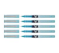 Pilot Lot De 5 Stylos Roller Hi-Tecpoint V5 Encre Liquide Pte Fine Turquoise