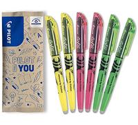 PILOT - Lot de 6 Frixion Light - Surligneurs effaçables aux couleurs fluos - 2 Jaunes, 2 Roses, 2 Verts - Pointe biseautée pour tracé fin ou plus large