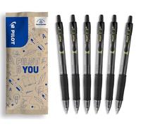 PILOT - Lot de 6 G2 Plus - Stylos Roller Encre Gel - Rétractables et Rechargeables - Excellent Confort d'Écriture - Noir - Pointe Moyenne
