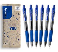 PILOT - Lot de 6 G2 - Stylos Roller à Encre Gel Rétractables et Rechargeables - Excellent Confort d'Écriture - Bleu - Pointe Moyenne