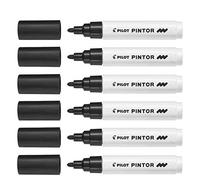 PILOT Lot de 6 Marqueurs à pigment PINTOR pointe moyenne ogive noir