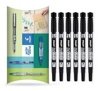 Pilot Lot de 6 marqueurs permanents 2 en 1 à double pointe fine et extra fine - Gamme Begreen 76 % recyclé (noir, lot de 6)