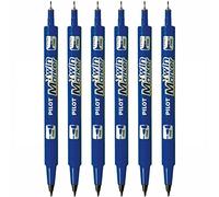 PILOT Lot de 6 Marqueurs TWIN MARKER indélibile bleue 2 pointes ogives:fine et moyenne