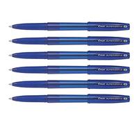 PILOT Lot de 6 Stylos à bille SUPER GRIP G avec capuchon pointe moyenne bleu