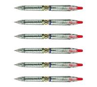 PILOT Lot de 6 Stylos bille rétractable B2P Ecoball 10, rouge