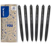 Pilot - Lot de 6 stylos-bille Super Grip G - Stylo rechargeable à encre ultra douce et grip spécialement conçu pour une écriture confortable - Stylo-bille rétractable - 6 noirs - Pointe moyenne