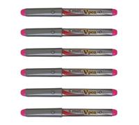 Pilot Lot De 6 Stylos Plume Jetable V-Pen Silver Pointe Moyenne Rose