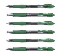 PILOT Lot de 6 Stylos Roller Encre Gel Rétractable G-2 07 Pointe Moyenne Vert