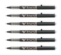 PILOT Lot de 6 Stylos Roller Encre Liquide V-BALL 10 Pointe Large Noir