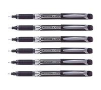 PILOT Lot de 6 Stylos roller Hi-Tec V10 grip pointe aiguille noir