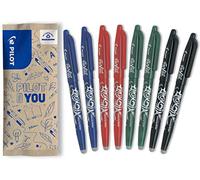 PILOT - Lot de 8 FriXion Ball 07 - Stylo Effaçable à Encre Thermosensible - Stylo Roller Rechargeable - 2 Bleus, 2 Rouges, 2 Verts, 2 Noirs - Pointe Moyenne