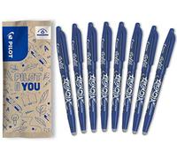 Pilot Roller FriXion Ball encre gel effaçable pointe moyenne 0,7 mm lot de 8 bleu