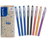 PILOT - Lot de 8 FriXion Ball Stick -Stylo Effaçable à Encre Thermosensible - Le FriXion Économique - 3 Bleus, 2 Noirs, 1 Corail, 1 Orange, 1 Violet - Pointe Moyenne