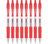 Pilot Lot de 8 stylos à encre gel G2 de qualité supérieure, pointe extra fine de 0,5 mm, rouge, idéal pour l'écriture quotidienne et les tâches de bureau