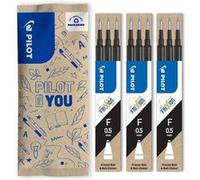 PILOT - Lot de 3 étuis de 3 recharges FriXion pour stylo effaçable. Compatibles FriXion Ball et FriXion Ball Clicker - Noir - Pointe Fine