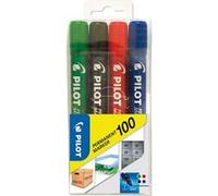 Pilot - Permanent Marker 100 - Marqueur - Set de 4 - Noir, Bleu, Rouge, Vert - Pointe conique fine