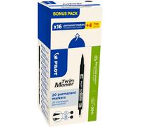 PILOT Marqueur permanent Twin Marker VALUE PACK noir 20 feutres