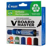 Pilot Begreen – Marqueur tableau blanc V Board Master – pointe fine 1,7 mm – pochette 5 couleurs