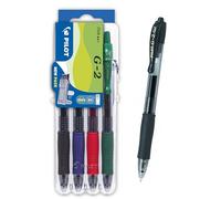 Pilot Pen 2605S4E Lot de 4 stylos à encre gel G2 Noir/rouge/bleu/vert