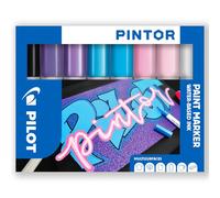 Pilot Pintor Creative Lot de 8 marqueurs permanents multi-surfaces à base d'eau - Séchage rapide - Pour tissus, verre, bois, pierre, bricoleurs/artistes amateurs - Pointe moyenne - Lot de 8 stylos -
