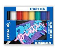 Pilot Pintor Creative Lot de 8 marqueurs permanents multi-surfaces à base d'eau - Séchage rapide - Pour tissus, verre, bois, pierre, bricoleurs/artistes amateurs - Pointe moyenne - Ensemble essentiel