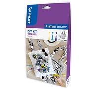 PILOT - Pintor, Kit Créatif DIY Bag - Sac Personnalisable + 3 Marqueurs Peinture Textile à Base d’Eau, Séchage Rapide - Pointe Fine - Couleurs Assorties