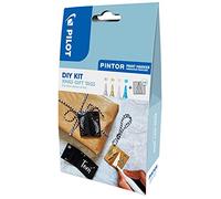 PILOT - Pintor, Kit Créatif - Étiquettes Cadeaux de Noël + 4 Marqueurs Peinture Multi-Supports à Base d’Eau, Séchage Rapide - DIY - Argent, Or, Blanc, Bleu métallisé - Pointe Fine