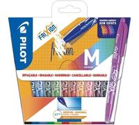Pilot- Pochette De 12 Rollers Effacables - Frixion Ball - Pointe Moyenne - Encre Noire, Bleue, Rouge, Verte, Bleu Ciel, Corail, Abri