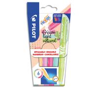PILOT Pochette de 6 surligneurs effaçables FRIXION Light Natural. Coloris tendance