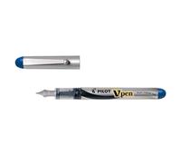 PILOT Porte-plume V-Pen Silver Largeur de plume : 0,4 mm bleu