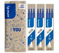 PILOT recharge FriXion Ball 0,5 mm encre gel effaçable lot de 9 recharges bleu pointe fine compatible FriXion Ball et Clicker Bleu G
