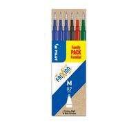 Pilot Recharge pour stylo roller encre gel effaçable FriXion Ball et FriXion Clicker pointe moyenne 0,7 mm - Pochette de 6 couleurs assorties