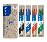 PILOT Recharges FriXion Ball 0,5 mm encre gel effaçable lot 12 pièces noir bleu rouge vert pointe fine Noir, Bleu, Rouge, Vert G