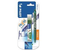 PILOT - Roller effacable + recharges- Frixion Ball Clicker vert + 1 etui de 3 recharges Vert - Pointe Moyenne - Encre verte