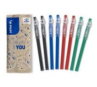 PILOT Roller encre gel effaçable FriXion Ball Stick 0,7 mm lot de 8 couleurs Noir Bleu Rouge Vert pointe moyenne Noir, Bleu, Rouge, Vert G
