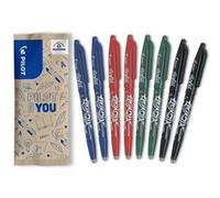 Pilot Pen Roller FriXion Ball — encre gel effaçable, pointe 0,7 mm — lot de 8 couleurs assorties