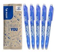 Pilot Roller FriXion Ball – lot de 5, encre gel effaçable bleu, pointe fine 0,5 mm, rechargeable
