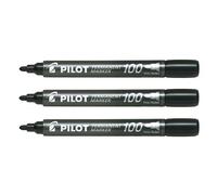 Pilot SCA-100 Permanent Marker Pens Bullet Tip 1 mm Black Pack of 3