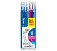 Pilot Pen – Set de 6 recharges FRIXION BALL BLS-FR7 (3 bleu, 1 rose, 1 violet, 1 turquoise)