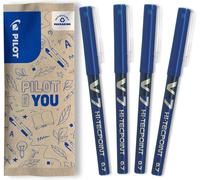 Pilot - Set Of 4 V7 - Liquid Ink Roller Pens Medium Needle Tip - Smooth And Precise Writing (0.7mm Tip) - Fast Drying - Blue - Medium Tip