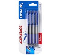 Pilot Spain Super Grip Lot de 4 Stylos à bille rétractable avec encre à base d’huile, couleur Bleue