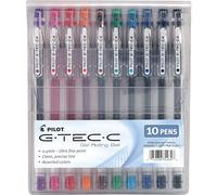 Pilot Stylo à bille G-Tec (encre bleue) 10-Pack Pouch (0.4 mm - Ultra Fine) Couleurs assorties