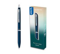 PILOT - Stylo bille premium Acro 1000 Bleu Marine en coffret cadeau - Encre ultra douce pour une fluidité d’écriture inégalée - Stylo bille rechargeable et rétractable - Encre noire - Pointe moyenne
