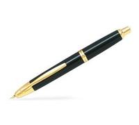 PILOT Stylo plume Capless noir finition dorée, plume moyenne en or 18 carats, mécanisme rétractable à pression, coffret cadeau exclusif Noir