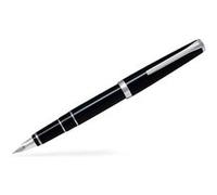 PILOT stylo plume Falcon noir corps acier laqué plume souple moyenne or 14 carats rhodiée coffret élégant Noir