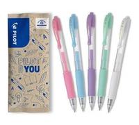 PILOT - G2 - Lot de 5 rollers encre gel - Pointe moyenne - Bleu Pastel, Vert Pastel, Violet Pastel, Rose Pastel, Blanc Bleu Pastel, Vert Pastel, Violet Pastel, Rose Pastel, Blanc G